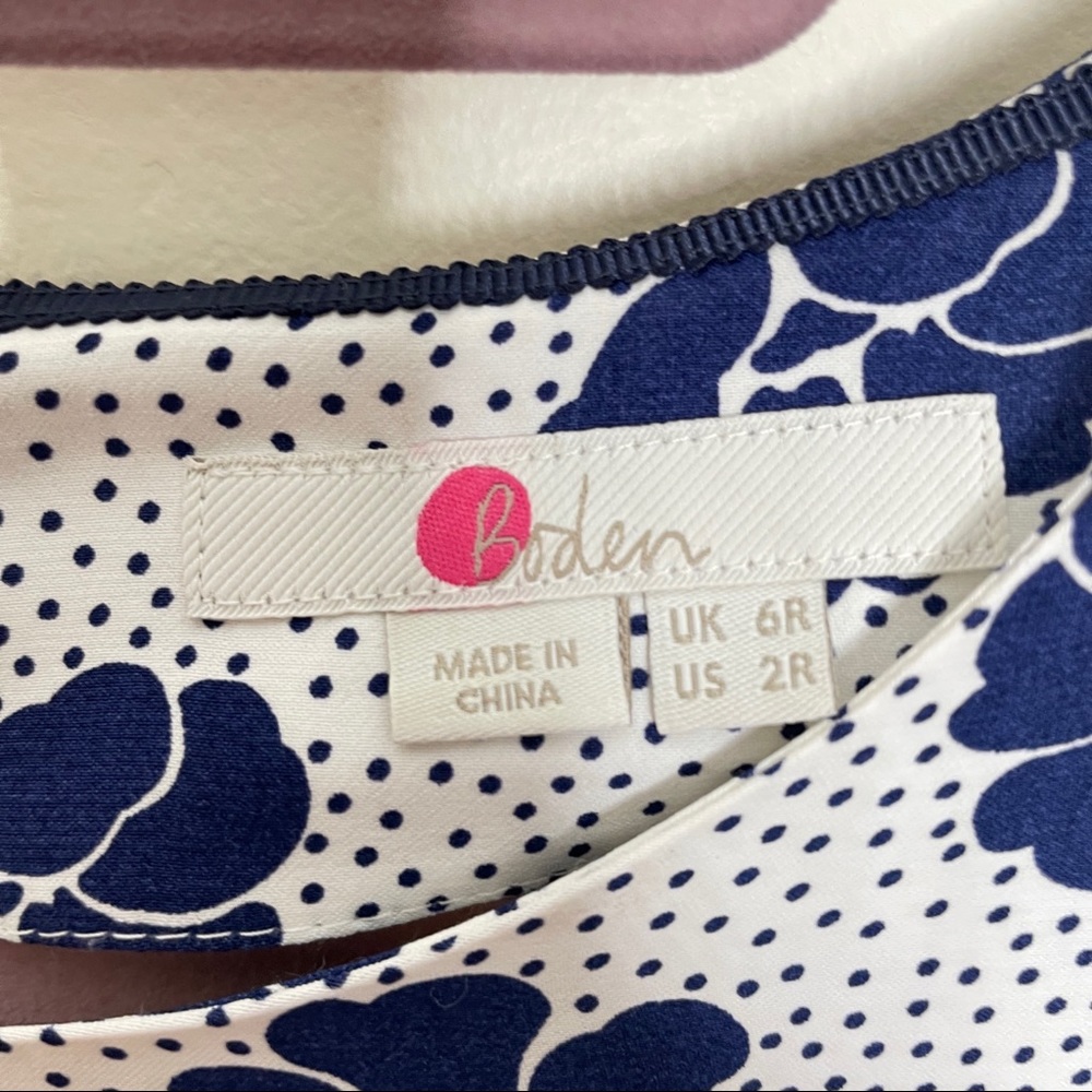 Boden White Dress with Navy Floral Print - Picture 8 of 8